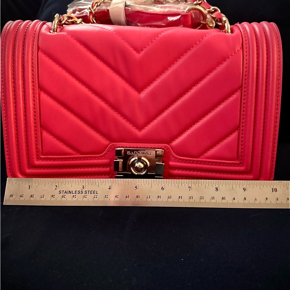 Badgley Mischka Vibrant Pink Crossbody Bag with Gold Hardware